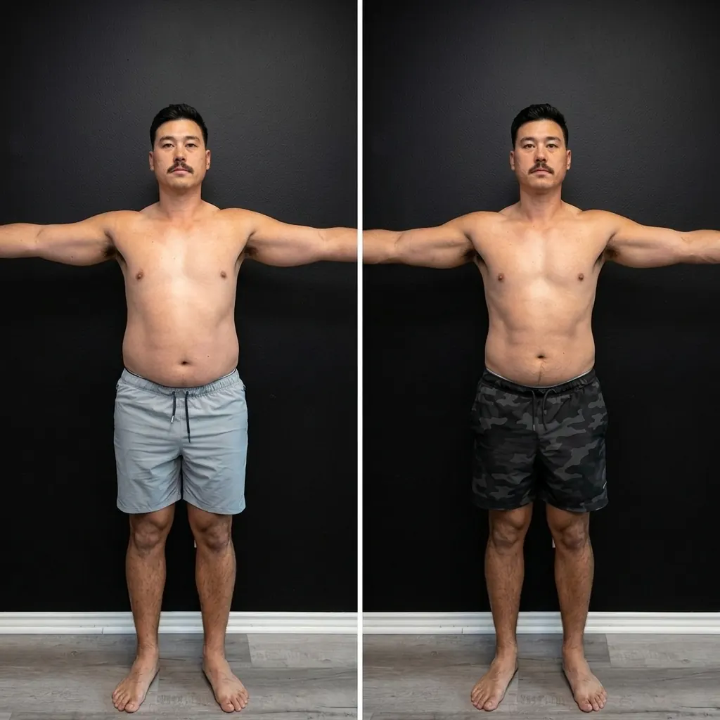 M., 29, before and after