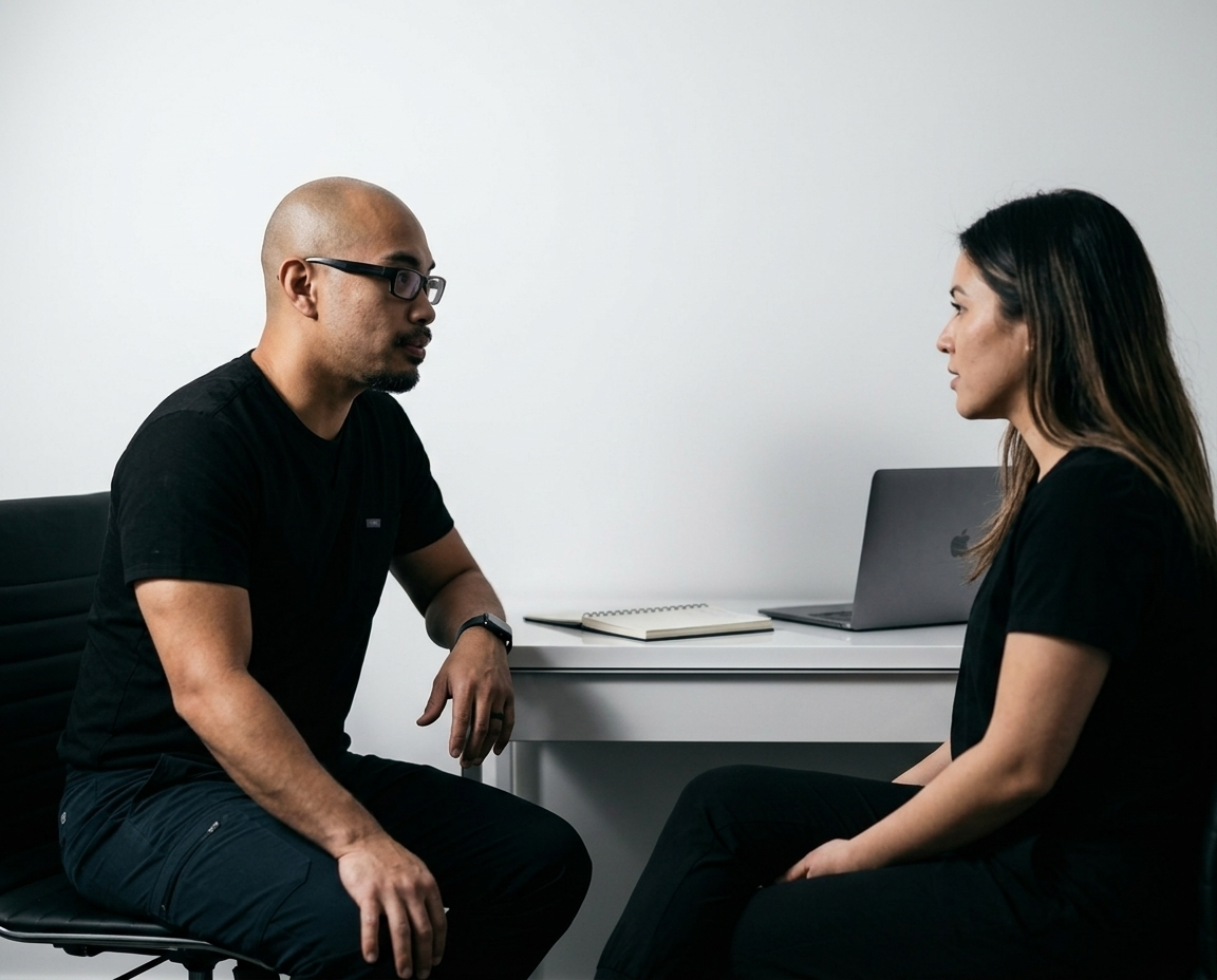 Doctor reviewing patient history during a deep-dive evaluation